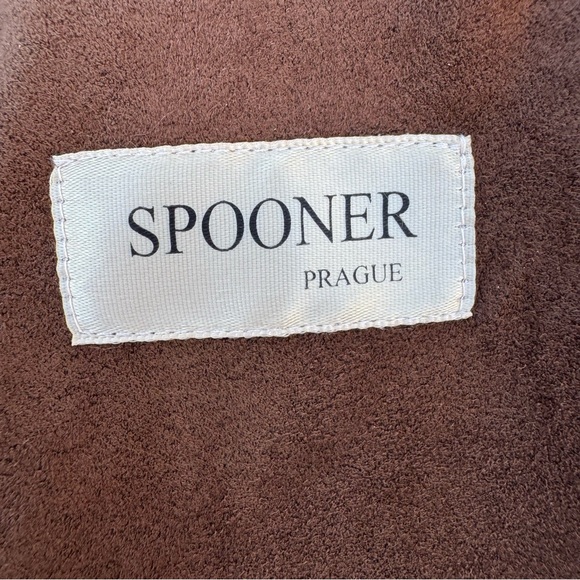 Vintage Spooner Prague Brown Ultrasuede Mid Length Ruched Sleeve Car Coat Size 4 - Picture 9 of 11